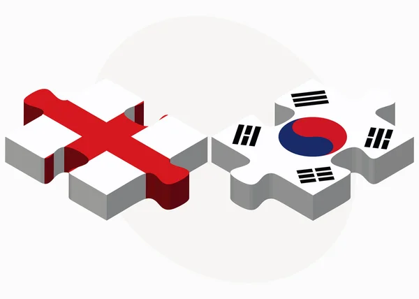 Engeland en Zuid-Korea vlaggen in puzzel — Stockvector