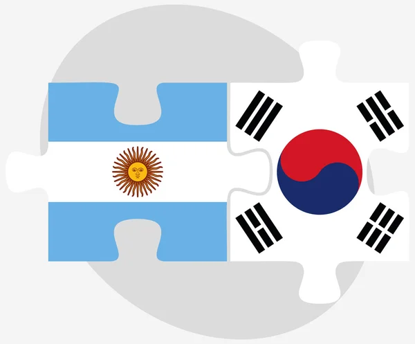 Argentine et Corée du Sud Drapeaux en puzzle — Image vectorielle