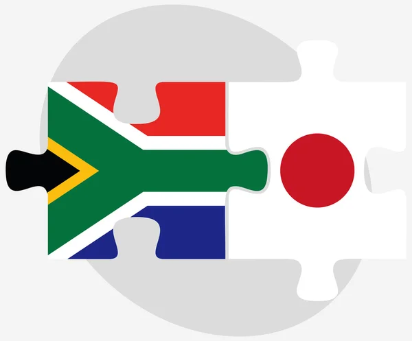Sydafrika och Japan flaggor i pussel — Stock vektor