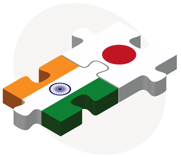 Inde et Japon Drapeaux en puzzle — Image vectorielle