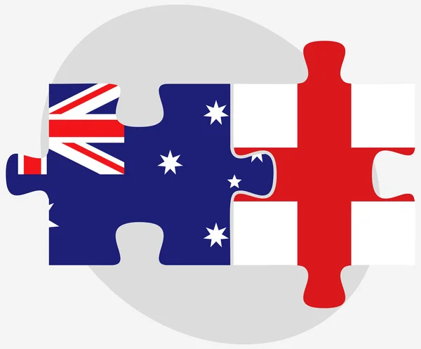 Australië en Engeland vlaggen in puzzel — Stockvector