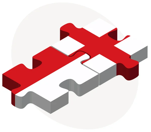 Indonésia e Inglaterra Bandeiras no quebra-cabeça — Vetor de Stock