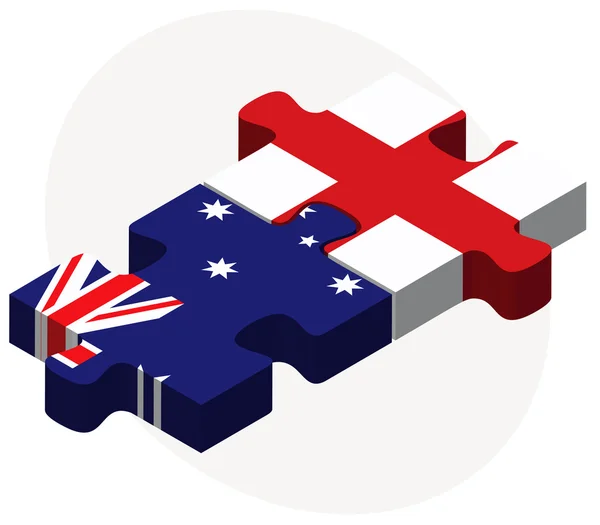 Australië en Engeland vlaggen in puzzel — Stockvector