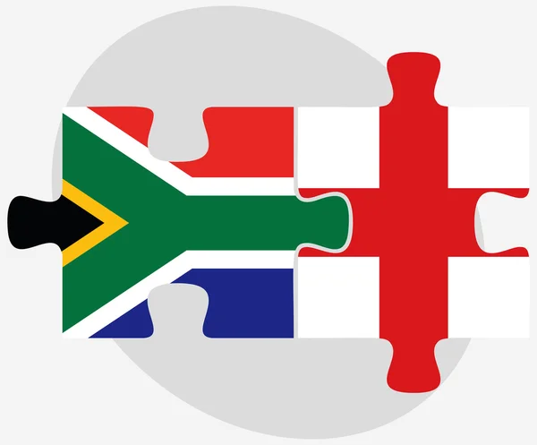 South Africa and England Flags in puzzle — Stock Vector