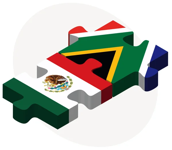 Mexiko und Südafrika Flaggen in Puzzle — Stockvektor