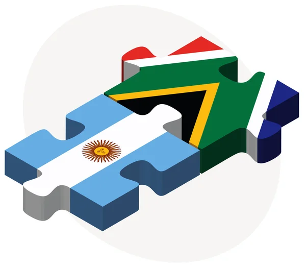 Argentinië en Zuid-Afrika vlaggen in puzzel — Stockvector