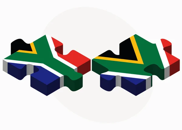 South Africa and South Africa Flags in puzzle — Stock Vector