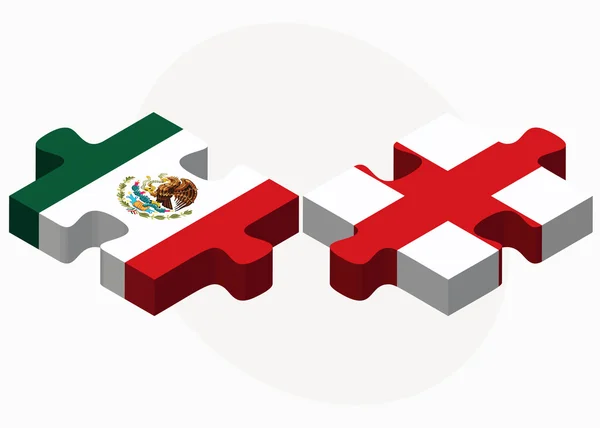 Banderas de México e Inglaterra en puzzle — Vector de stock