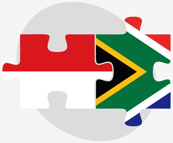 Indonésie et Afrique du Sud Drapeaux en puzzle — Image vectorielle