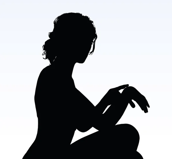 Silhouette de femme avec geste de main rappelant le temps — Image vectorielle