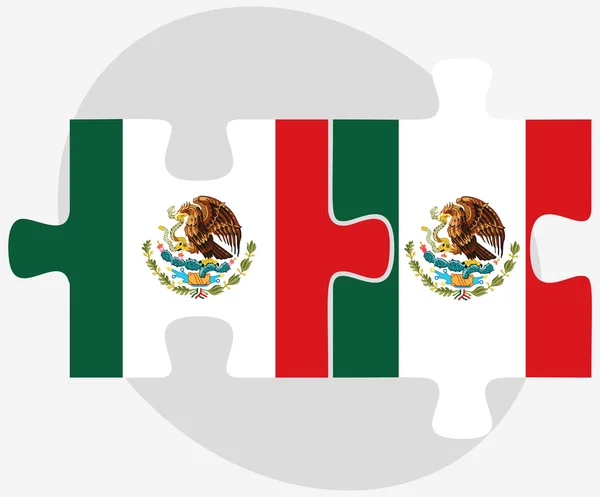 Mexiko och Mexiko flaggor i pussel — Stock vektor