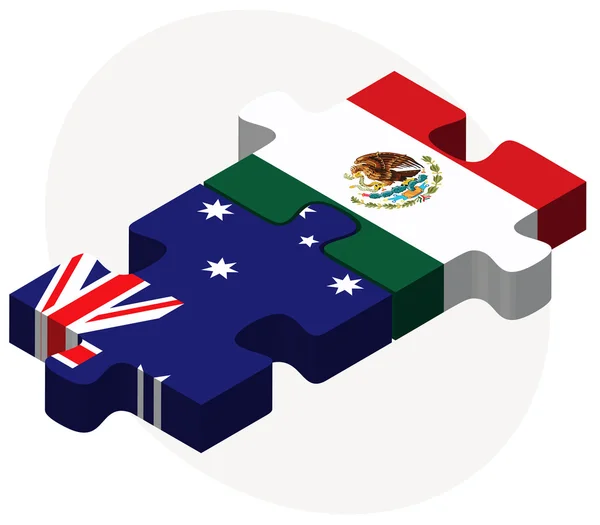 Australie et Mexique Drapeaux en puzzle — Image vectorielle