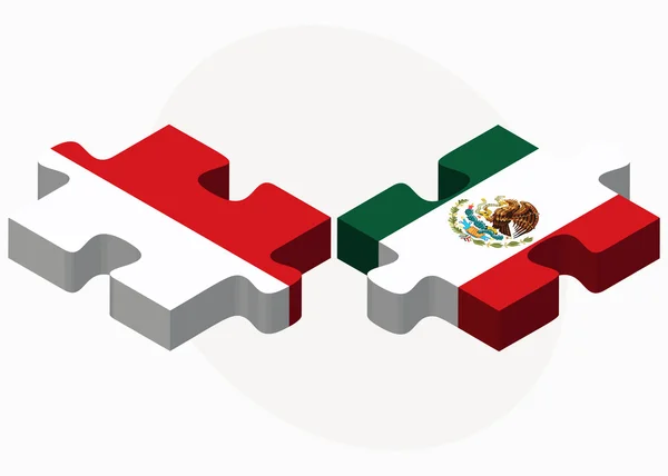 Indonesië en Mexico vlaggen in puzzel — Stockvector