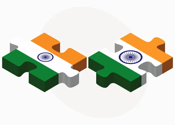 India and India Flags in puzzle — Stock Vector