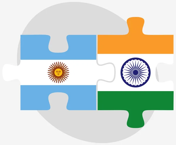 Argentine et Inde Drapeaux en puzzle — Image vectorielle