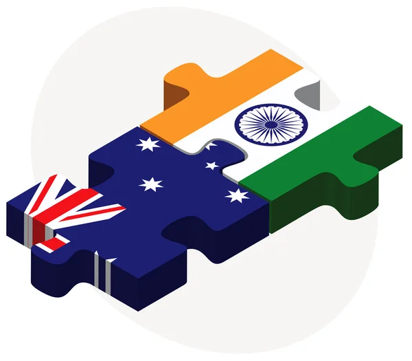 オーストラリアとインドのフラグのパズル — ストックベクタ
