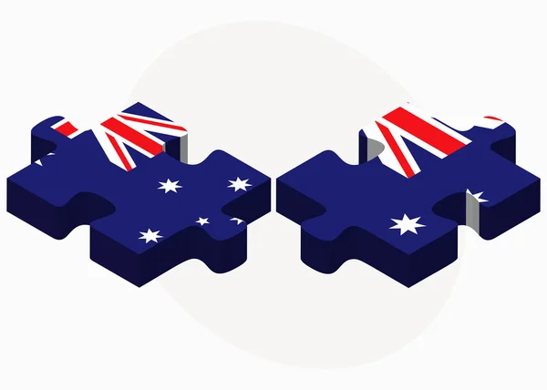 澳大利亚和澳大利亚国旗在拼图 — 图库矢量图片