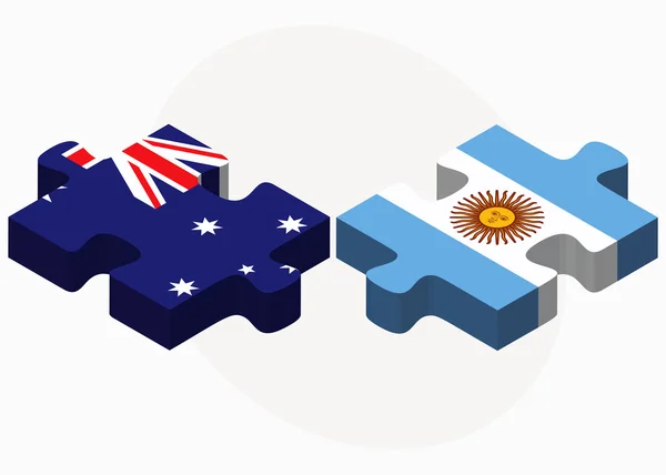 Banderas de Australia y Argentina en rompecabezas — Archivo Imágenes Vectoriales