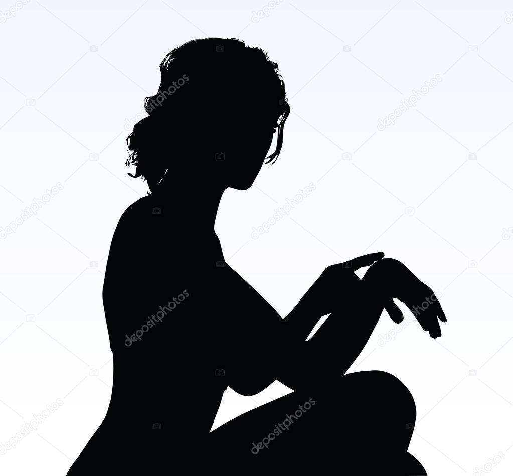 woman silhouette with hand gesture reminding time