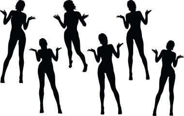 woman silhouette with hand gesture hands open clipart
