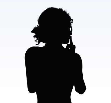 kadın siluet el hareketi ile sus