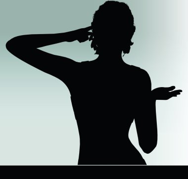 kadın siluet el hareketi ile düşünüyorum