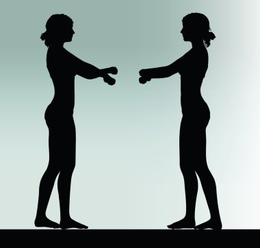 kadın siluet kelepçeli el hareketi ile