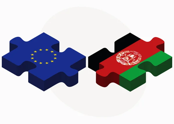 Europese Unie en Afghanistan vlaggen in puzzel — Stockvector