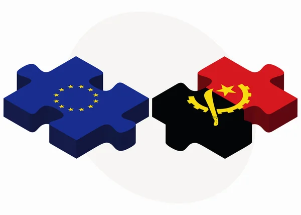 Europese Unie en Angola vlaggen in puzzel — Stockvector