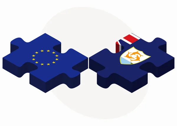 Европейский союз и Ангильские флаги в головоломке — стоковый вектор