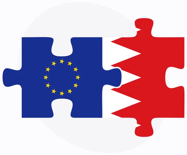 Evropská unie a Bahrajnu vlajky v puzzle — Stockový vektor