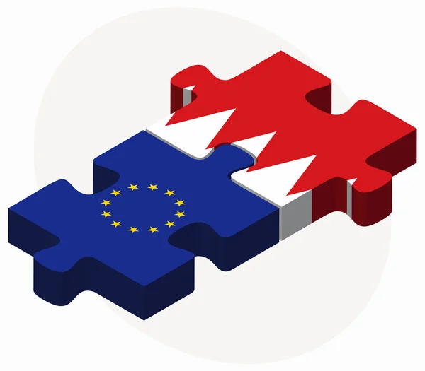 Europeiska unionen och Bahrain flaggor i pussel — Stock vektor