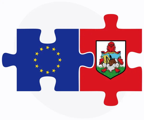Европейский союз и Бермудские флаги в головоломке — стоковый вектор