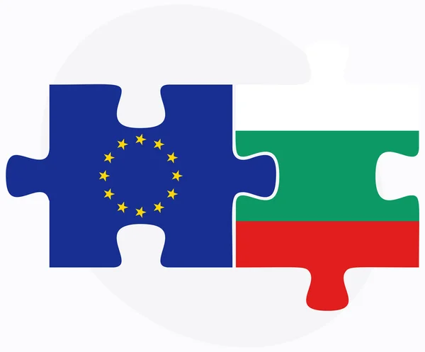 Banderas de la Unión Europea y Bulgaria en rompecabezas — Archivo Imágenes Vectoriales
