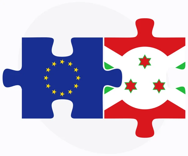 Evropská unie a Burundi vlajky v puzzle — Stockový vektor