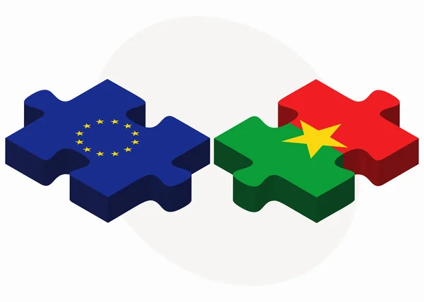 Europese Unie en Burkina Faso vlaggen in puzzel — Stockvector