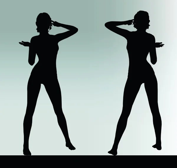 Frauensilhouette mit Handbewegung denken — Stockvektor