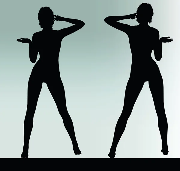 Frauensilhouette mit Handbewegung denken — Stockvektor