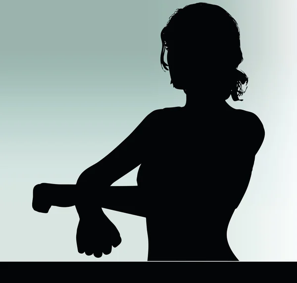 Silhouette femme avec geste main menottée — Image vectorielle