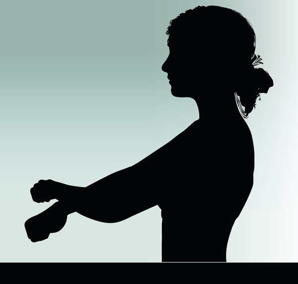 Женский силуэт с наручниками
