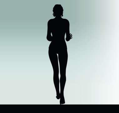woman silhouette with hand gesture push or stop clipart