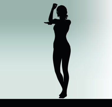 kadın siluet el hareketi ile