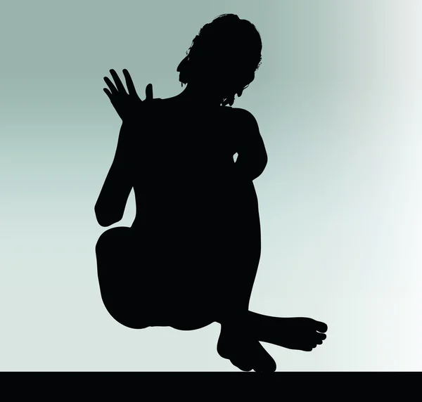 Femme silhouette avec geste de la main hey — Image vectorielle