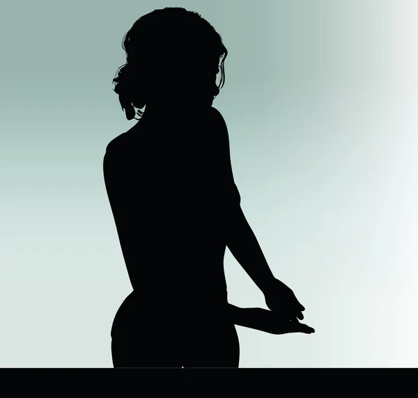 Femme silhouette avec geste de la main expliquer — Image vectorielle