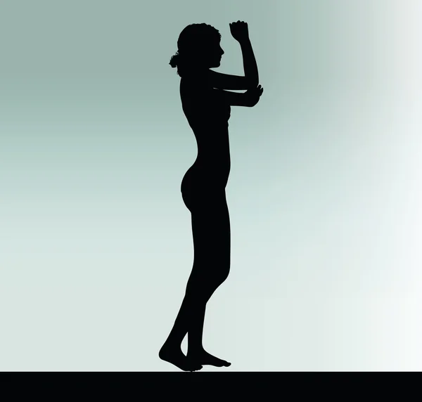 Frauensilhouette mit Handbewegung — Stockvektor