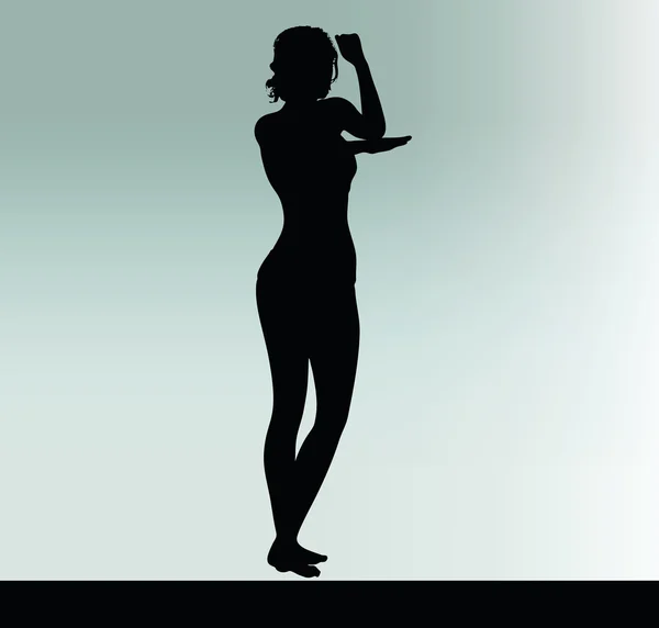 Silhouette femme avec geste de la main — Image vectorielle