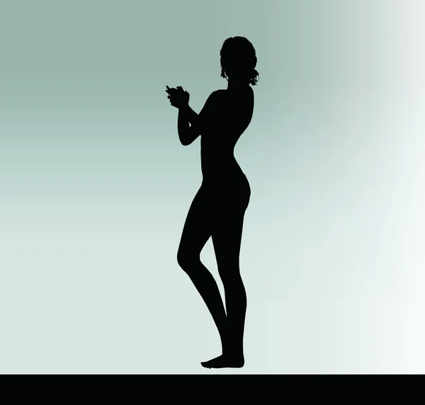 Silhouette femme avec geste de la main — Image vectorielle