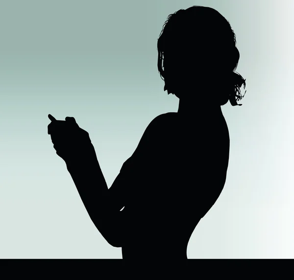 Woman silhouette with hand gesture — Stock Vector