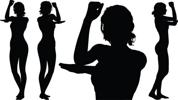 Frauensilhouette mit Handbewegung — Stockvektor