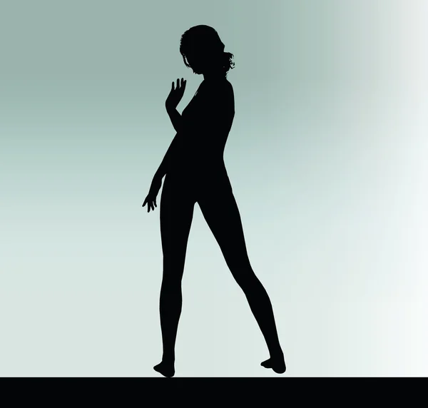 Silhouette de femme avec geste de la main saluez — Image vectorielle